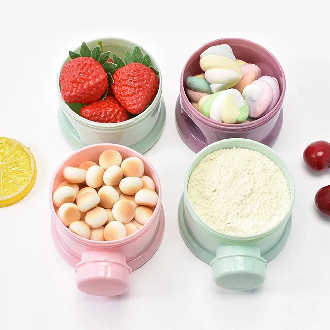 Contenedor Multicapa Portátil para Snacks y Fórmula
