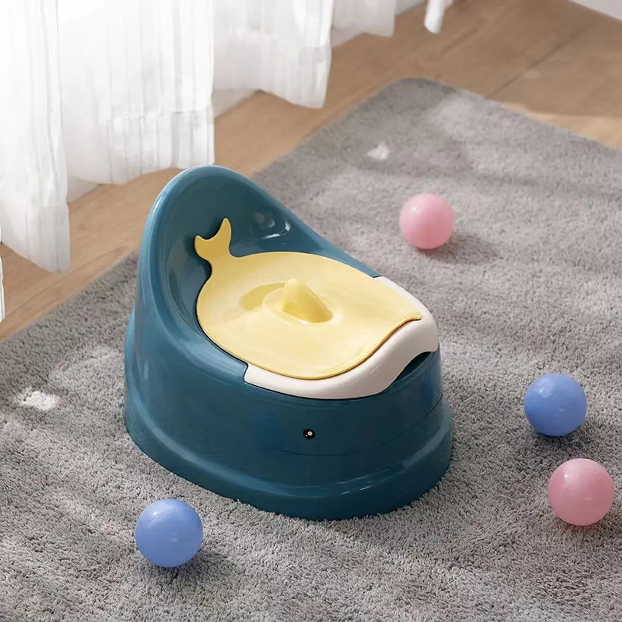 Orinal Infantil Ballenita – Entrenador de Baño Ergonómico Azul