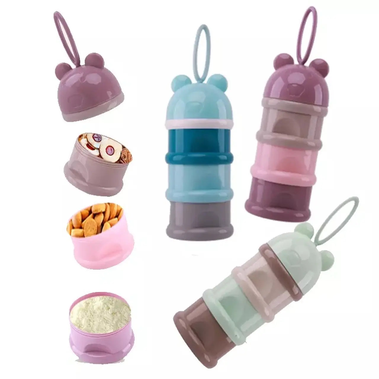 Contenedor Multicapa Portátil para Snacks y Fórmula