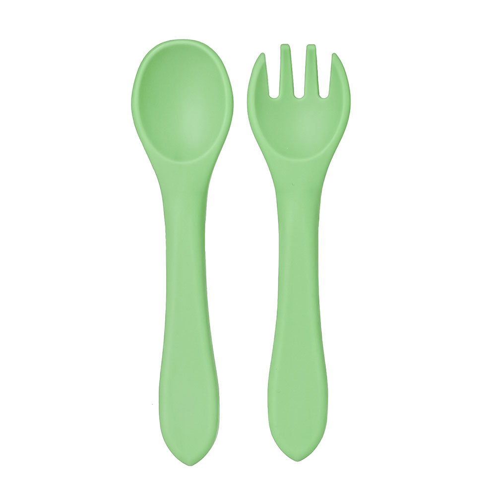 Cubiertos de Silicona para Bebé – Cuchara y Tenedor Antideslizantes