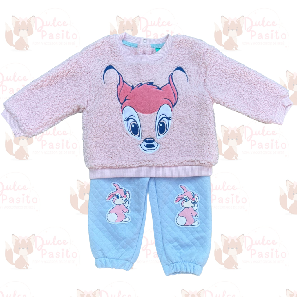 🌸 Conjunto Invierno Bambi y Conejito – Disney Original 🌸
