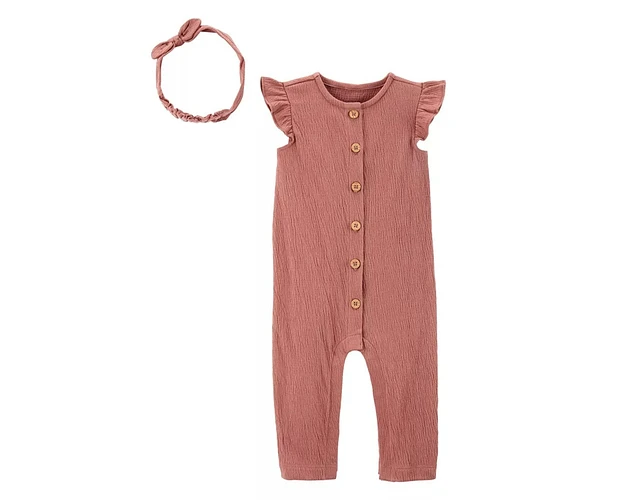 Set “Rustic Charm” 2 Piezas – Enterito Rosa Viejo con Cintillo