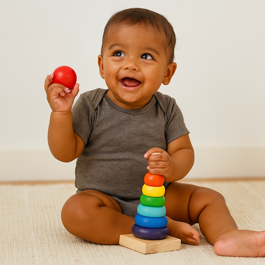 Torre Apilable de Madera - Arcoíris Montessori