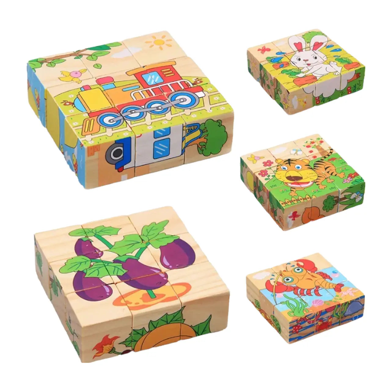 Puzzle Cubos de Madera 6 en 1 🧩🌳