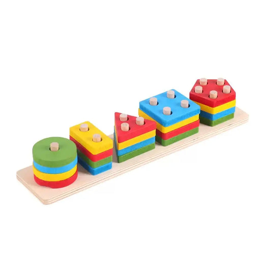 Rompecabezas Didáctico de Madera – Figuras y Colores 🟢🔺🔵⭐