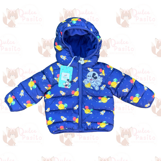 💙 Chaqueta Puffer Mickey Mouse Espacial – Disney Baby 🚀✨