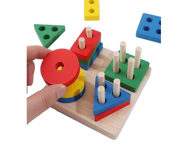 Rompecabezas Montessori de Figuras y Colores – Juego de Madera Educativo