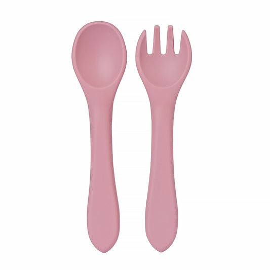 Cubiertos de Silicona para Bebé – Cuchara y Tenedor Antideslizantes