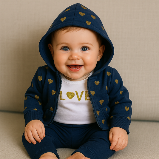 Conjunto 3 Piezas "Love Azul" – Calidad Americana