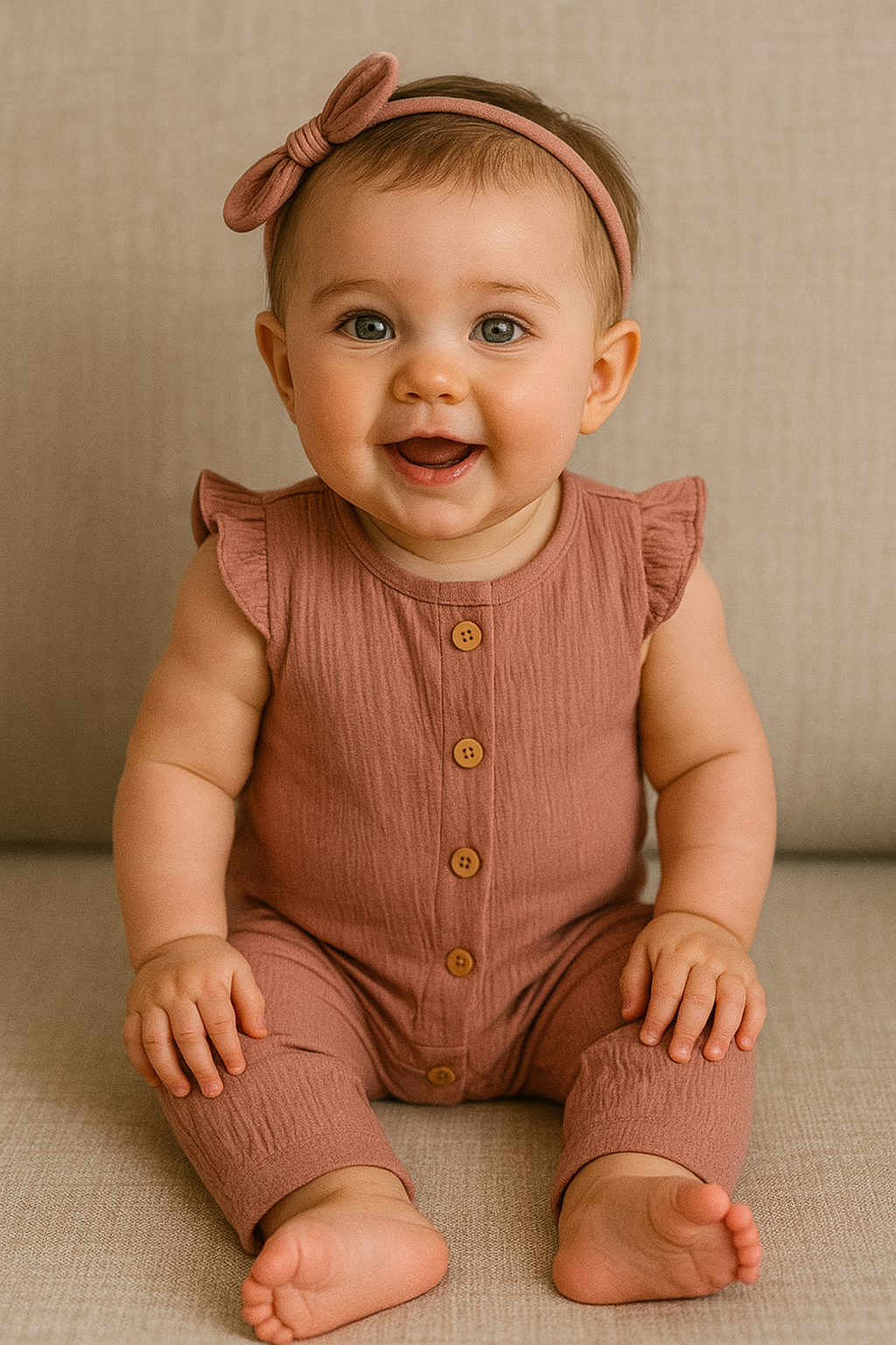 Set “Rustic Charm” 2 Piezas – Enterito Rosa Viejo con Cintillo